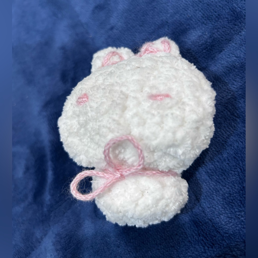 Handcrafted White and Pink Crochet Doll